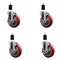 Service Caster 5'' Red Poly Swivel 1-1/2'' Expanding Stem Caster Set with Brake, 4PK SCC-EX20S514-PPUB-RED-TLB-112-4 - alternate 1